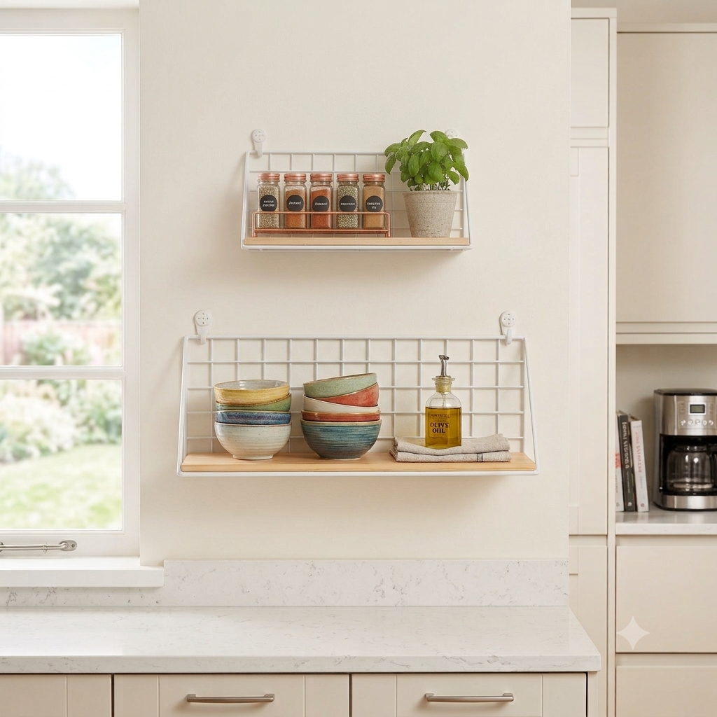 Étagère Murale Bois blanc de 2 tailles