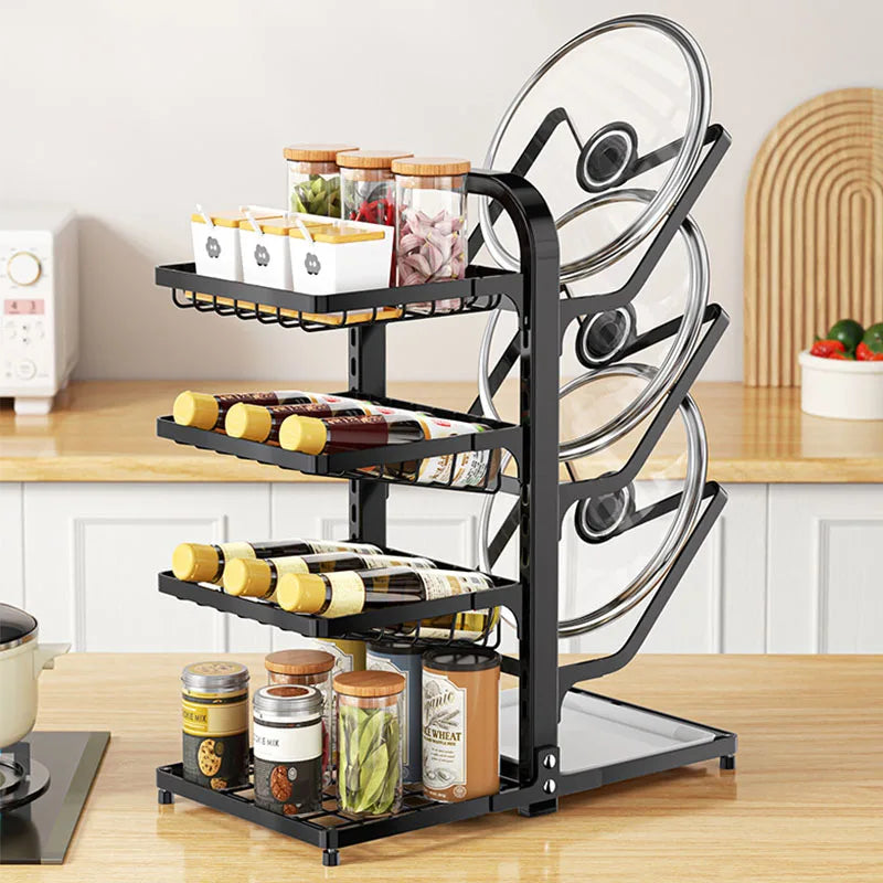 Etagere Rangement Cuisine OptiMaxima - Comptoir rempli pots épices