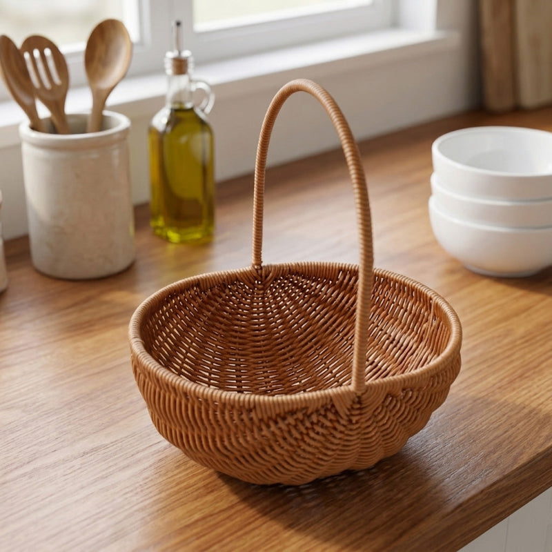Panier osier rangement rond vide