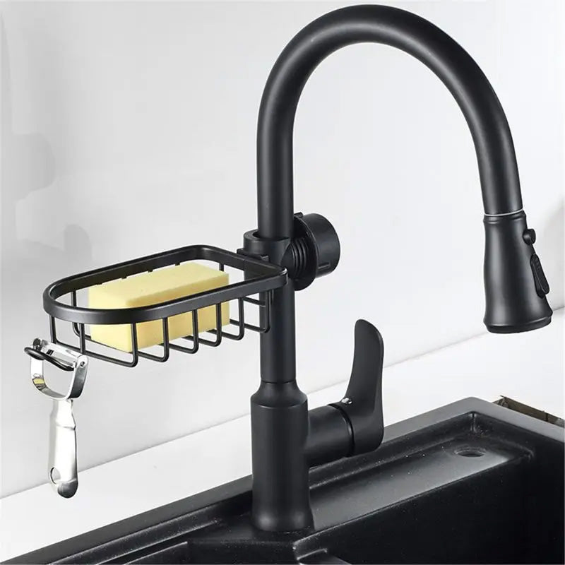Porte eponge evier suspendu support éponge savon outil noir
