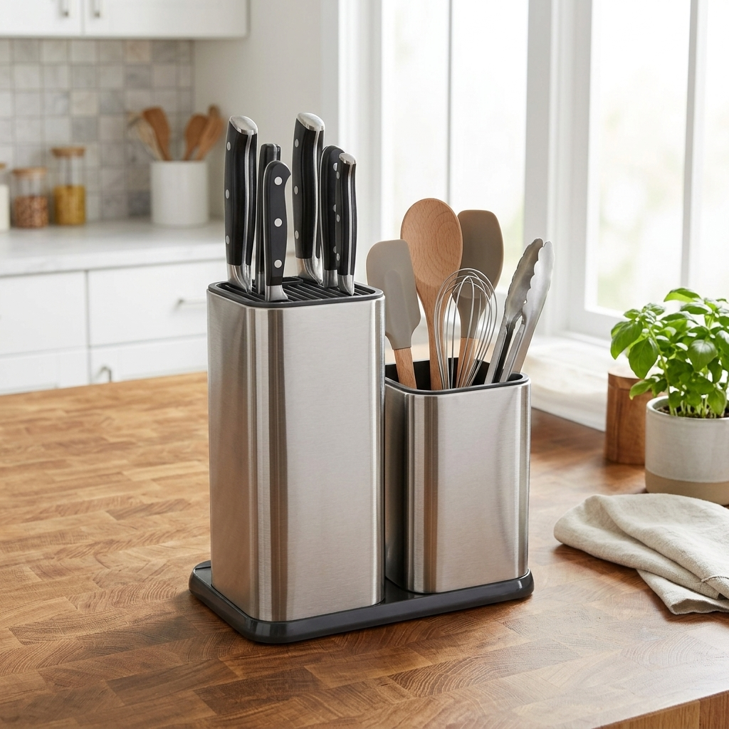 rangement pour couvert sur le comptoir