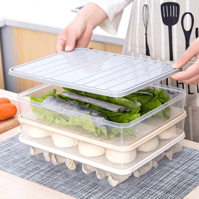 Boîte de rangement - FoodSaverBox™ - Carré gris - Cuisine Optimisée - Rempli