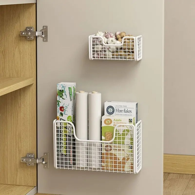 rangement cuisine placard Panier blanc avec petit panier