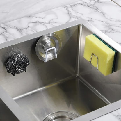accroche eponge evier blanche, argent et noire