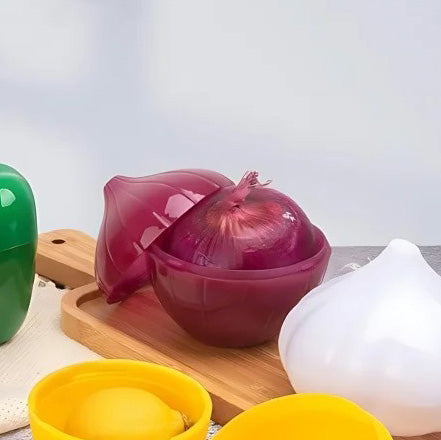 Boîte de conservation alimentaire oignon rempli ouvert