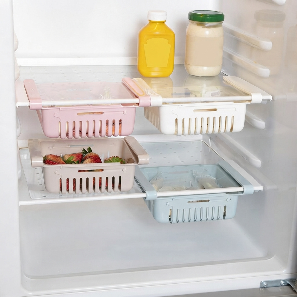 4 couleurs Boite rangement frigo dans un frigo vide