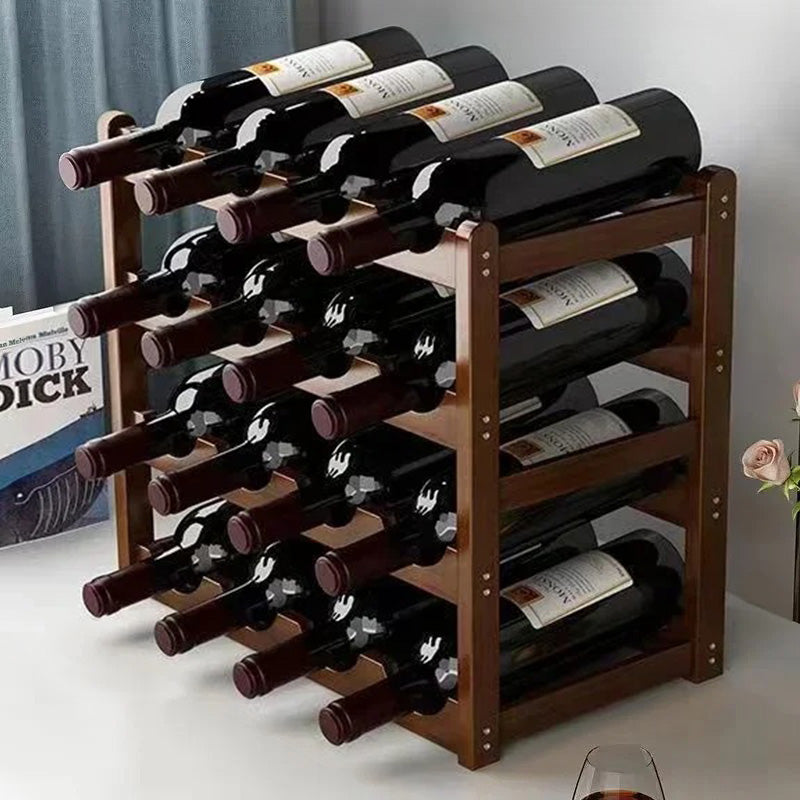 Casier a bouteille 16 emplacements bois foncé