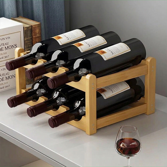 Casier a bouteille 6 emplacements bois clair