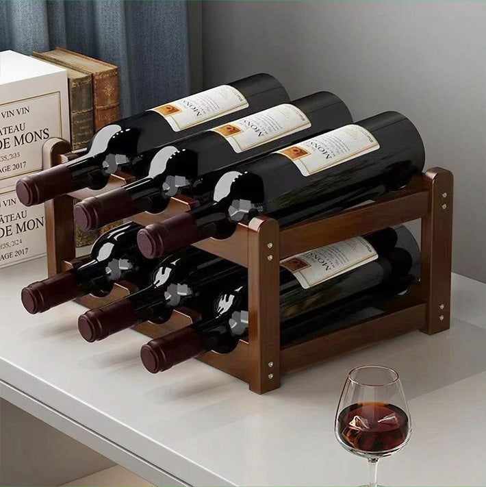 Casier a bouteille 6 emplacements bois foncé