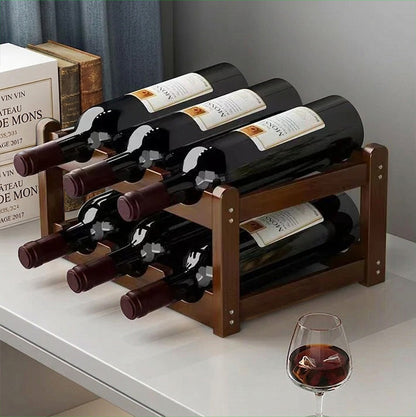 Casier a bouteille 6 emplacements bois foncé