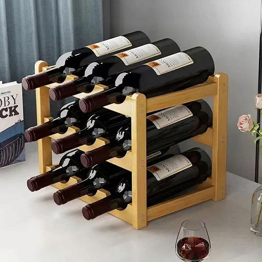 Casier a bouteille 9 emplacements bois clair