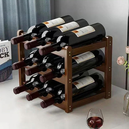 Casier a bouteille 9 emplacements bois foncé