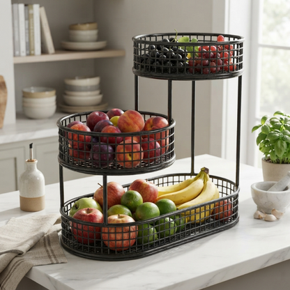 Corbeille de Fruits avec des fruits, agrumes et des baies