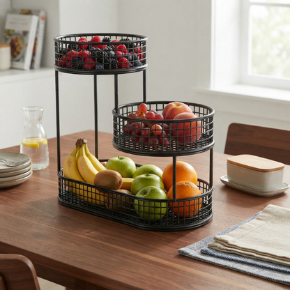 Corbeille de Fruits remplie de gros fruits et de petits fruits