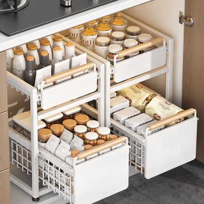 Coulissant Tiroir Cuisine SmoothDesign 2 Tiroir - Blanc Tiroir ouvert
