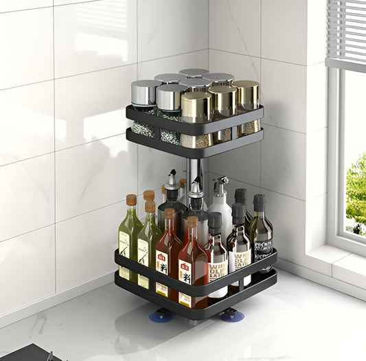 Étagère à Épices - Double - Carré sur comptoir côté fenêtre