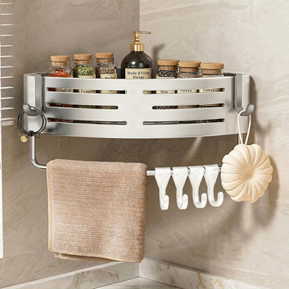 Étagère d'angle murale argent Avec accessoires