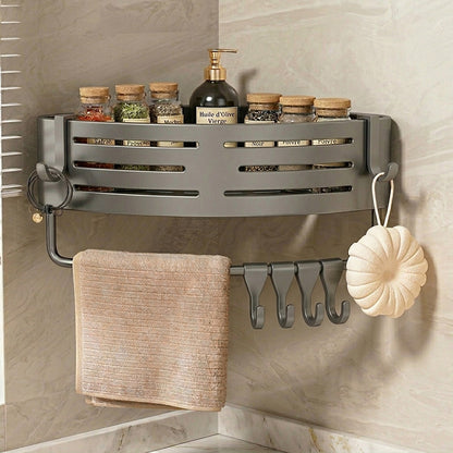 Étagère d'angle murale gris Avec accessoires