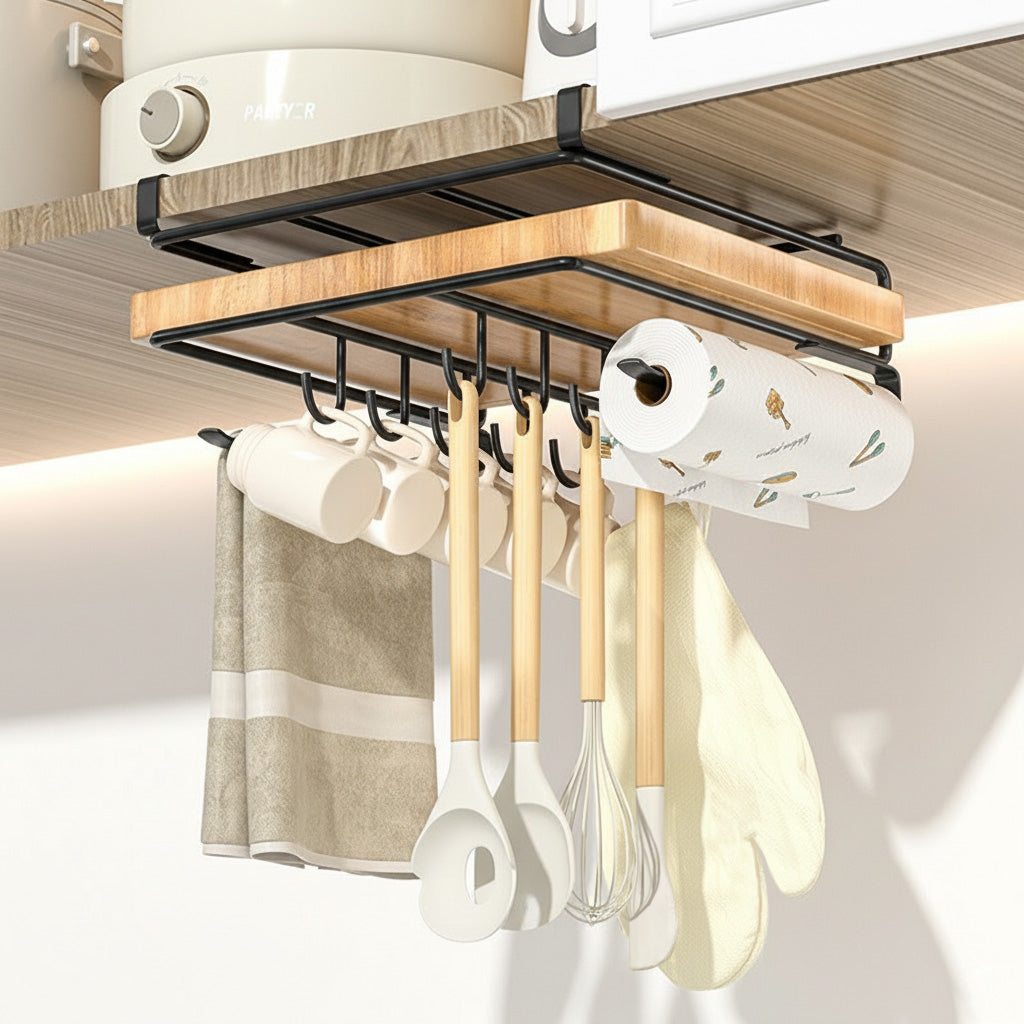 etagere suspendue noir crochets central