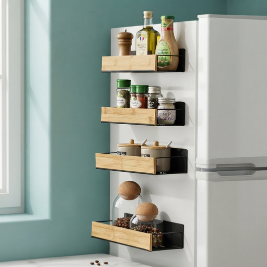 4 Etageres magnetiques noire sur le côté du frigo