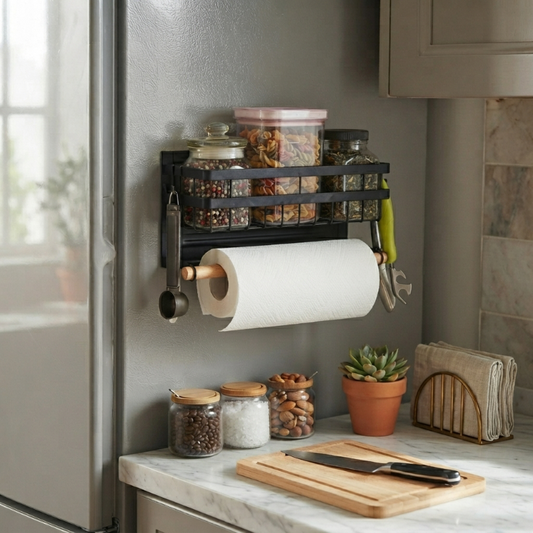 Etagere magnetiques sur le côté du frigo