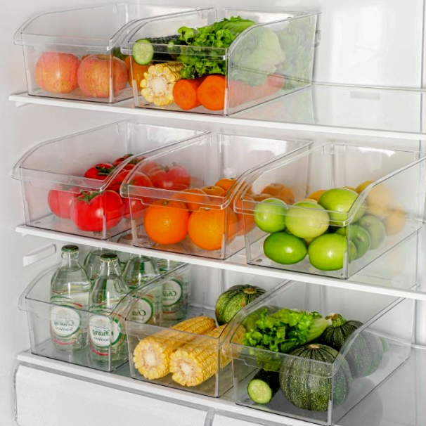 Frigo rangement sur les tablettes du frigo organisée