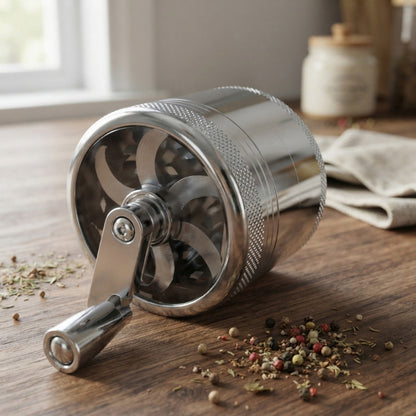 Moulin à épices sur un comptoir avec une vue sur le couvercle