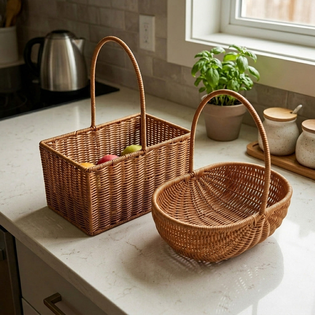 Panier osier rangement carré et rond