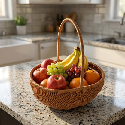 Panier osier rangement avec des fruits