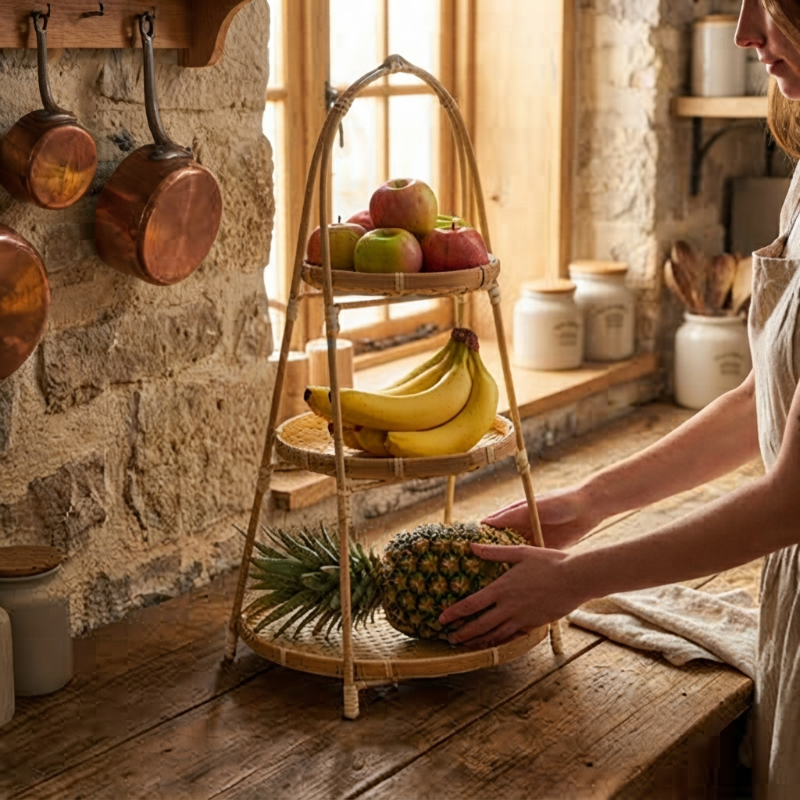 Panier fruits dans un décors rustique