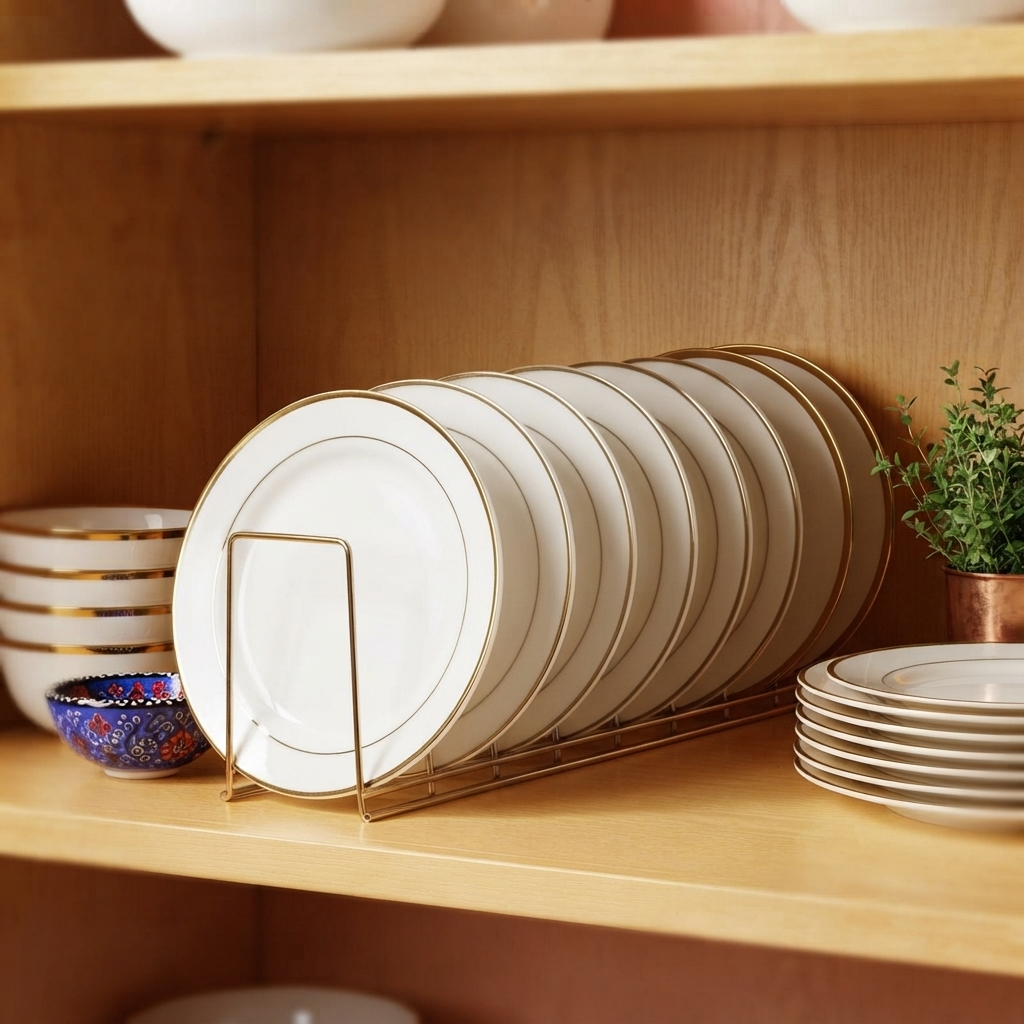 Porte Assiette sur etagere cuisine
