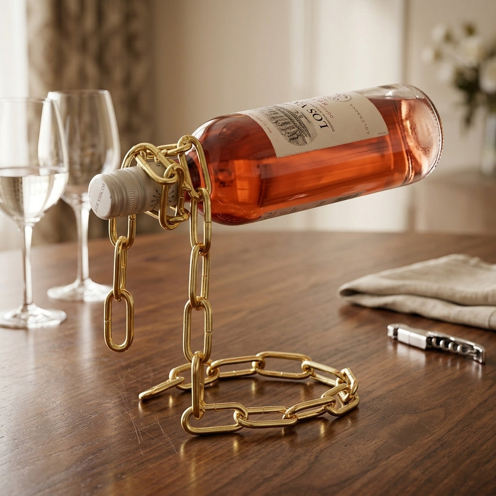 Porte bouteille or sur la table