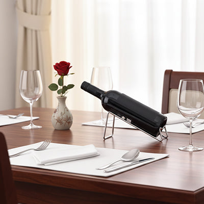 Porte bouteilles sur une table préparé