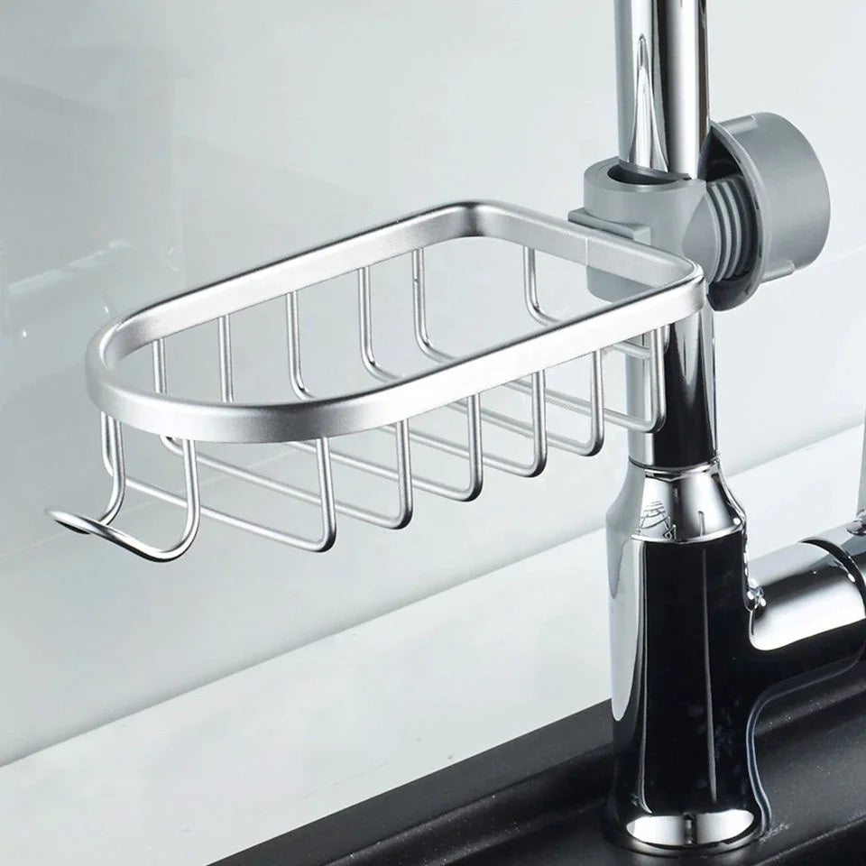 Porte eponge evier argent suspendu