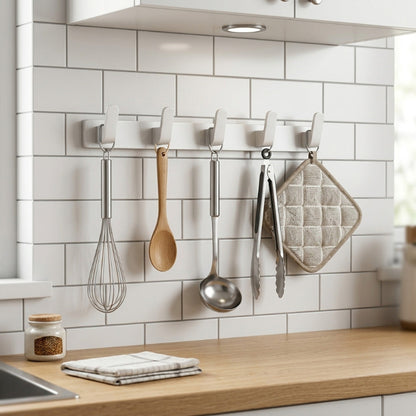 Porte torchon 5 crochets avec ustensiles et dessous plat