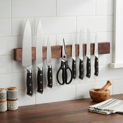 Portes couteaux rempli sur le mur de la cuisine