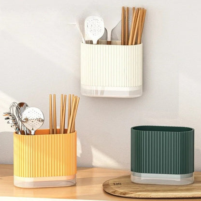 Pot a ustensile blanc, orange et vert