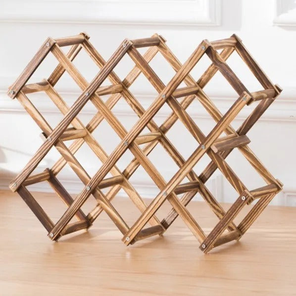 Range bouteille à 10 places en bois foncé