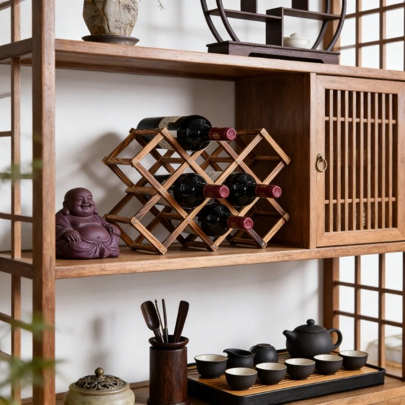 Range bouteille à 10 places sur un meuble de la salle à manger