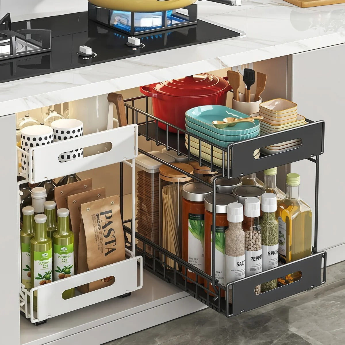 Rangement Cuisine Placard DuoCouliss - Noir et Blanc