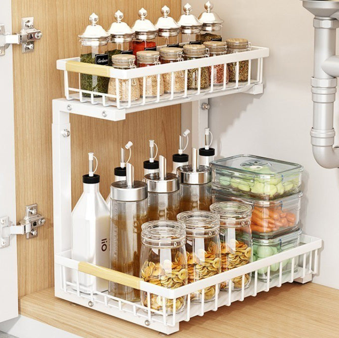 Rangement sous evier blanc condiments sous evier