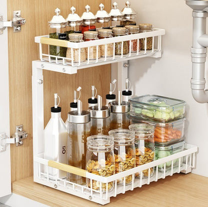 Rangement sous evier blanc condiments sous evier