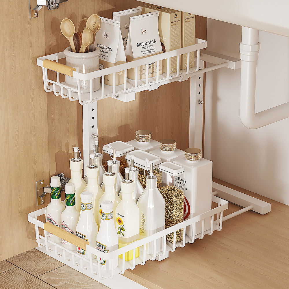 Rangement sous evier blanc condiments