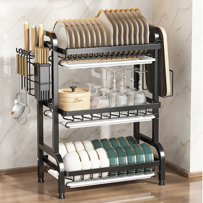 Égouttoir 3 niveaux noir rempli