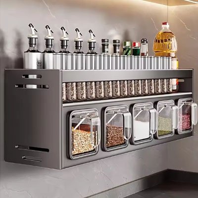Rangement Epices TiroirSpice - 5 compartiments en coin mur